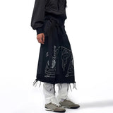 Original Embroidered Tassel Burr Denim Jorts