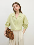 Women Elegant French Style V-Neck Blouse Shirt