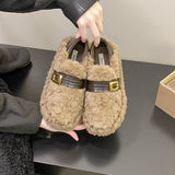 Chunky Fur Lined Platform Loafer Shoes