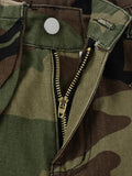 Camouflage Straight Denim Shorts