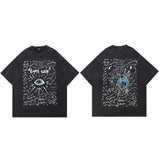 Effortless Streetwear Washed Black Eye Graffiti T-Shirt