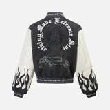Embroidered Woolen Splice Hip Hop Varsity Jacket