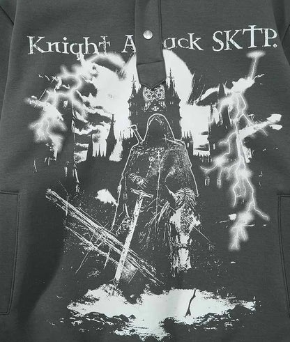 Long-lasting Gothic Printed Loose Hooded Sweatshirt