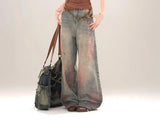 Women Vintage Gradient Wide Leg Jeans