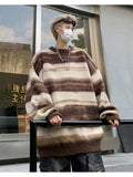 Streetwear Oversized Striped Knit Sweater