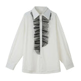 Dark Style Lace Decoration Loose Shirt