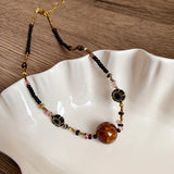 Handmade Bohemian Beaded Tiger Eye Necklace
