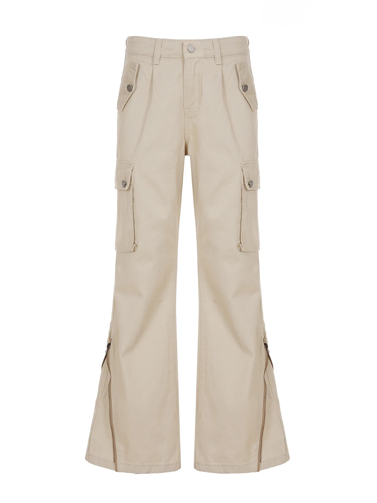 Vintage Khaki Flared Patchwork Denim Jeans