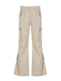 Vintage Khaki Flared Patchwork Denim Jeans