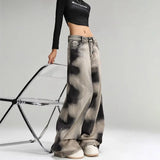 Women Vintage Grey Tie Dye Baggy Jeans