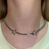 Gothic Celestial Star Hollow Choker Necklace