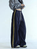 Women Casual Vintage Striped High Waist Sweatpants