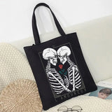 Gothic Skull Letter Printed Canvas Tote Bag