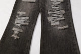 Men Scratch Distressed Ripped Straight Leg Jeans