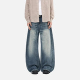 American Style Washed High Waisted Curved Jeans