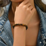 Brown Tigereye Bead Elastic Bracelet