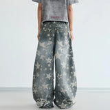 Star Printed Streetwear Wide Leg Denim Jeans