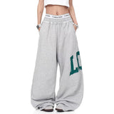Streetwear Oversized Gray Japanese Print Sweatpants