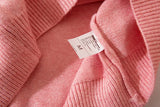 Vintage Peach Letter Embroidery Knitted Sweater