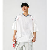Casual Japanes Style Breathable Mesh V-Neck T-Shirt