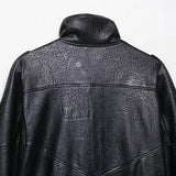 Versatile Plush Black PU Leather Zipper Jacket