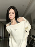 Star Loose Off Shoulder Sweater