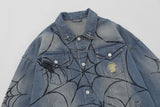 Retro Spider Web Denim Jacket