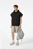 Heavyweight Casual Rolled Edge Sleeveles Hoodie