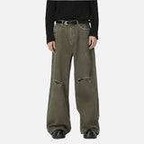 Vintage Green Distressed Loose Fit Jeans