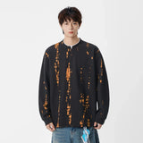 Cozy Distressed Tie Dye Crew Neck Sweatshirt