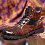 Luxury Crocodile Pattern Leather Boots
