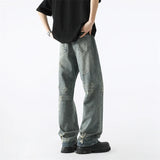 Vintage Streetwear Scratched Blue Ripped Jeans