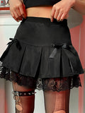 Dark Gothic Lace High Waist Skirt