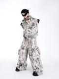Luxury Leaopard Oversized Faux Fur Casual Pants