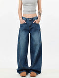 Straight & Sleek Deep Blue Curved Knife Cargo Jeans