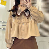 Women Cool Chic Korean Patchwork Peter Pan Shirt