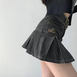 Y2K Denim High Waist Belted Skirt