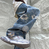 Cool Trendy Floral Printed Loose Fit Denim Jeans
