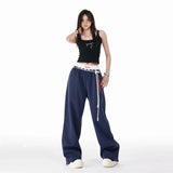 Women Cool High Waisted Loose Blue Sweatpant