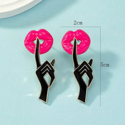 Bold Red Lip Stud Earrings