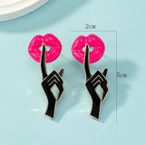 Bold Red Lip Stud Earrings