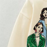 Breathable Loose Retro Round Neck Printed Sweatshirt