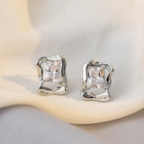 Vintage Geometric Irregular Rectangular Zircon Earring