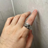 Punk Gothic Silver Retro Skull Wide Ring