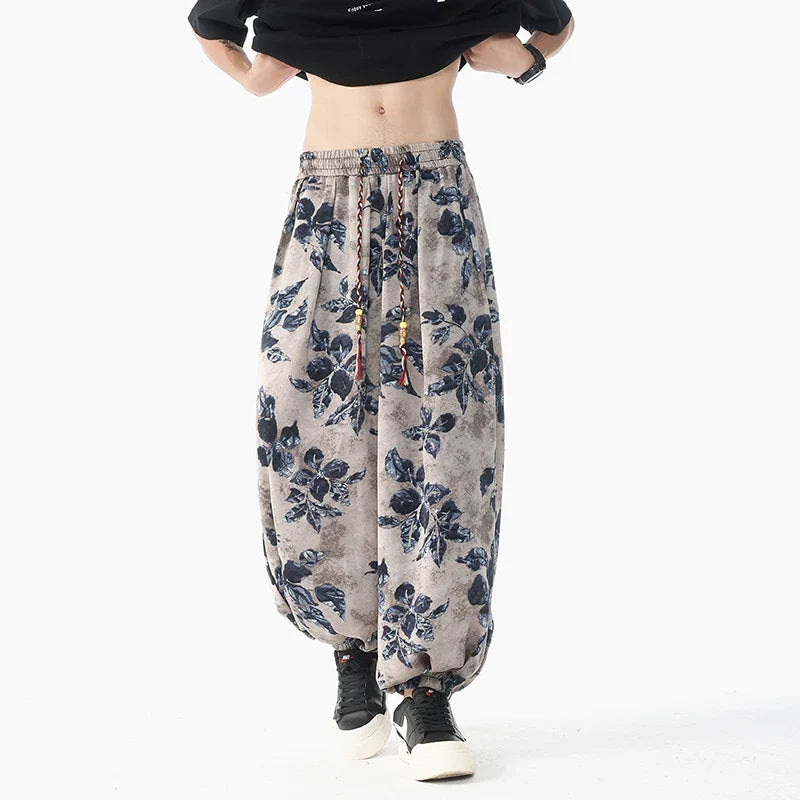 Comfortable Chinese Style Printed Harem Pants