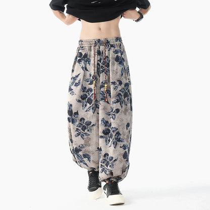 Comfortable Chinese Style Printed Harem Pants