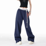 Women Cool High Waisted Loose Blue Sweatpant