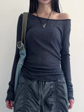 Stylish Bandage Backless Long Sleeve T-Shirt