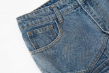 Multi-pocket Retro Ankle Zipper Denim Pants