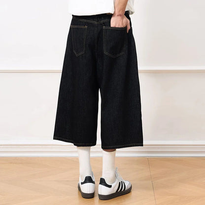 Vintage Black Baggy Denim Shorts